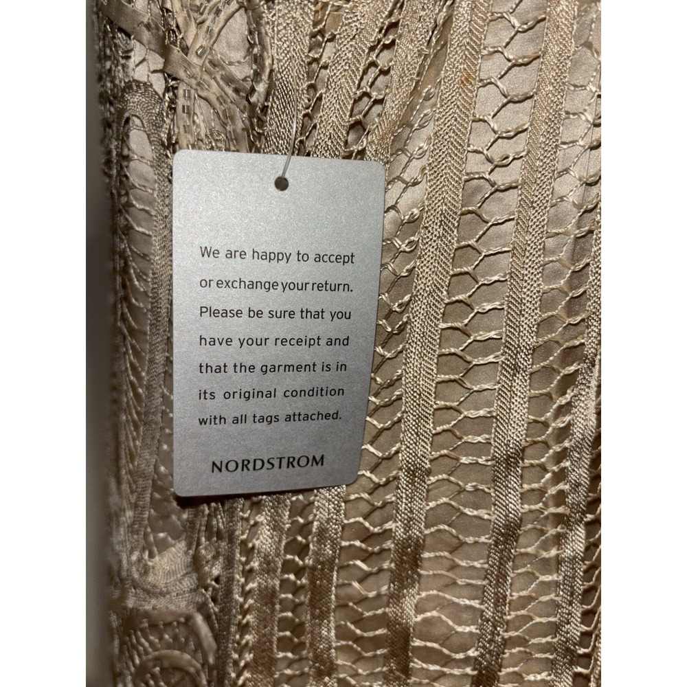 NWT Soulmates D7155 Silk Handcrafted 2 Pc Champagne Crochet Maxi Dress XL $850 - Picture 13 of 16